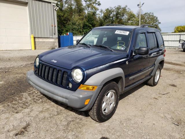 1J4GL48KX5W663528 - 2005 JEEP LIBERTY SP BLUE photo 2