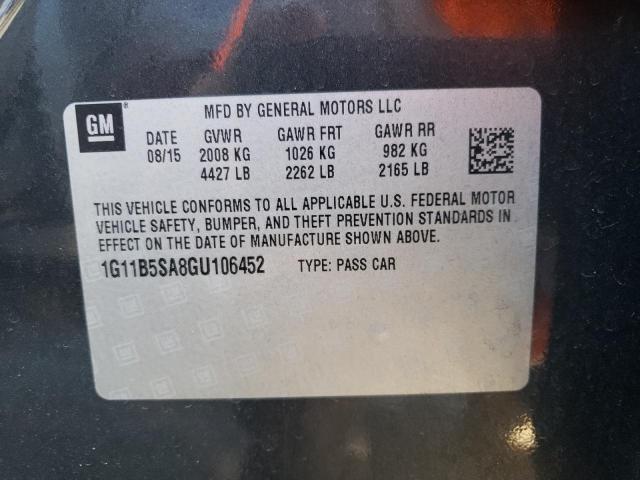 1G11B5SA8GU106452 - 2016 CHEVROLET MALIBU LIM 灰色 照片 10