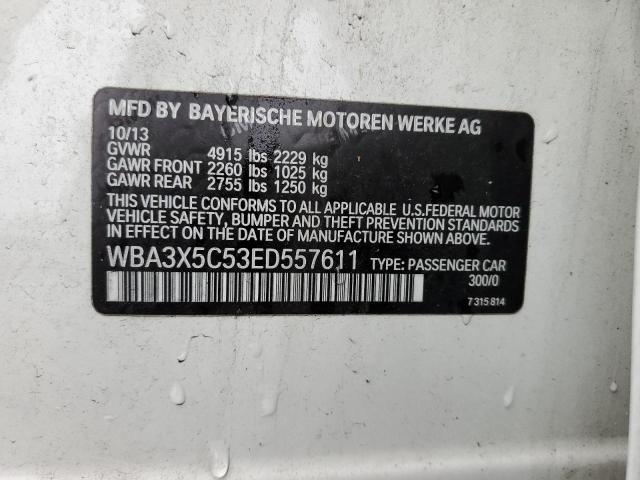 WBA3X5C53ED557611 - 2014 BMW 328 XIGT WHITE photo 10