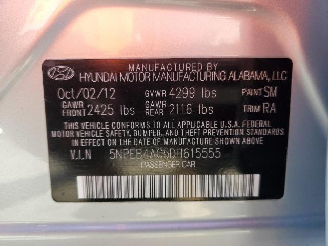 5NPEB4AC5DH615555 - 2013 HYUNDAI SONATA GLS SILVER photo 10