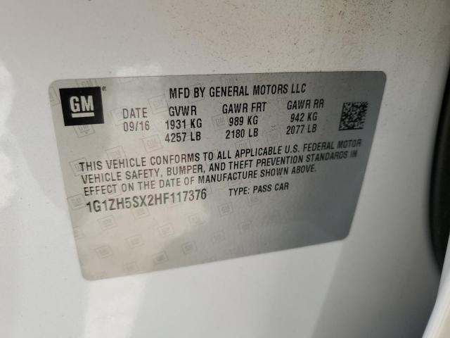 1G1ZH5SX2HF117376 - 2017 CHEVROLET MALIBU PRE WHITE photo 10