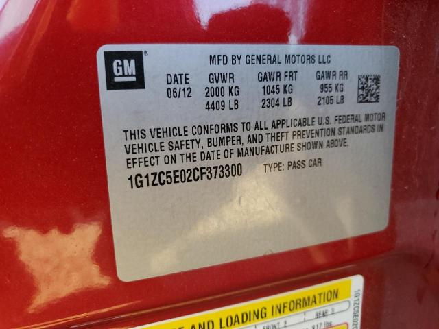 1G1ZC5E02CF373300 - 2012 CHEVROLET MALIBU 1LT 勃艮第红 照片 10