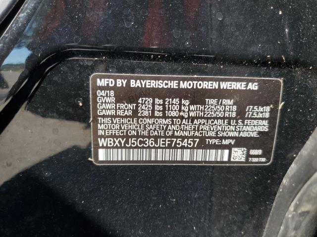 WBXYJ5C36JEF75457 - 2018 BMW X2 XDRIVE2 BLACK photo 10