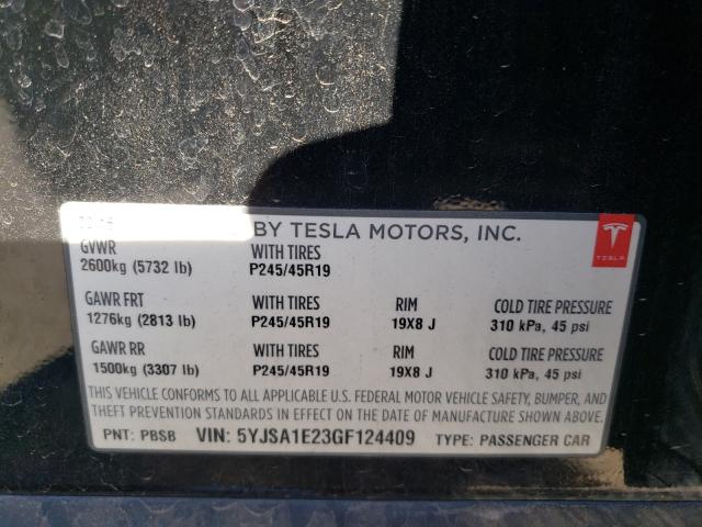 5YJSA1E23GF124409 - 2016 TESLA MODEL S Boz foto 10