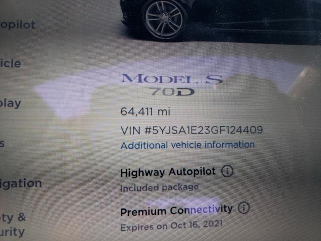 5YJSA1E23GF124409 - 2016 TESLA MODEL S Boz foto 8