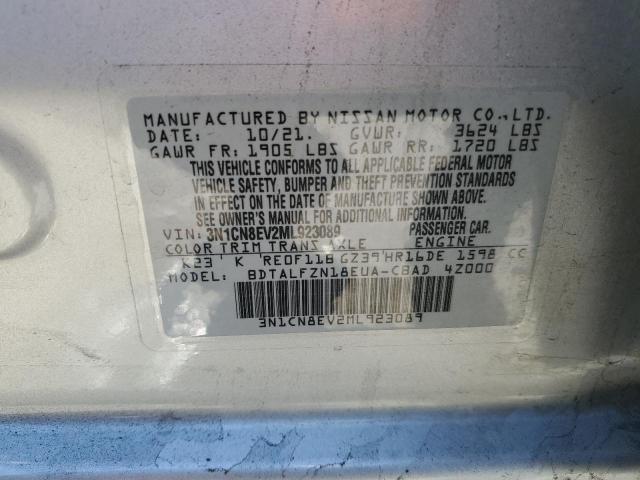 3N1CN8EV2ML923089 - 2021 NISSAN VERSA SV SILVER photo 12