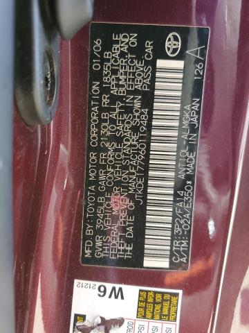 JTKDE177960119484 - 2006 TOYOTA SCION TC მუქწითელი ფოტო 10