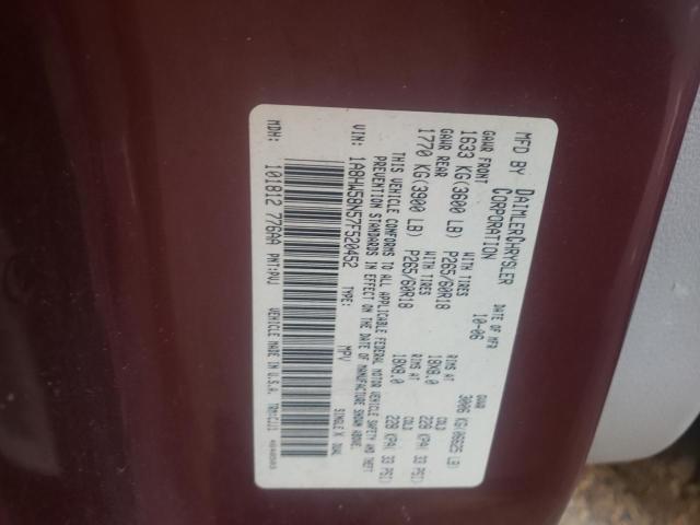 1A8HW58N57F520452 - 2007 CHRYSLER ASPEN LIMI BURGUNDY photo 10