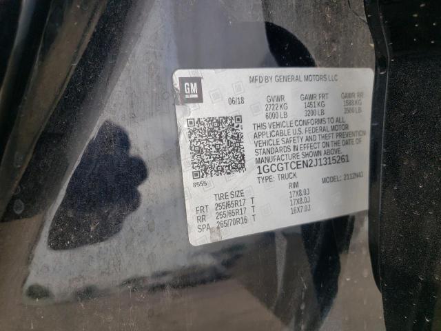 1GCGTCEN2J1315261 - 2018 CHEVROLET COLORADO L BLACK photo 10