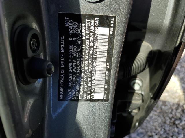 SHHFK7H42JU205549 - 2018 HONDA CIVIC SPOR GRAY photo 10