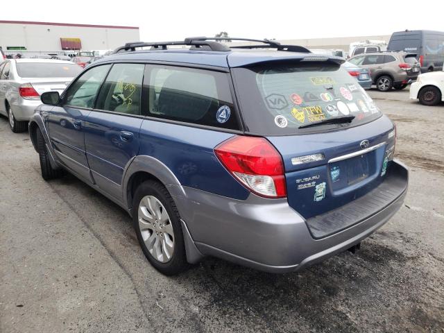 4S4BP62C787357172 - 2008 SUBARU OUTBACK BLUE photo 3