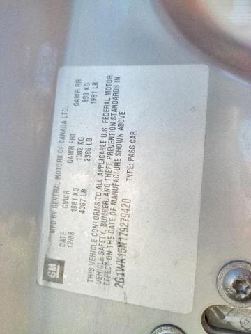 2G1WK15N179279420 - 2007 CHEVROLET MONTE CARL ნაცრისფერი ფოტო 10