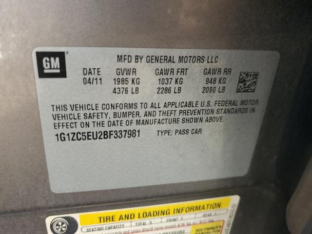 1G1ZC5EU2BF337981 - 2011 CHEVROLET MALIBU 1LT 灰色 照片 10