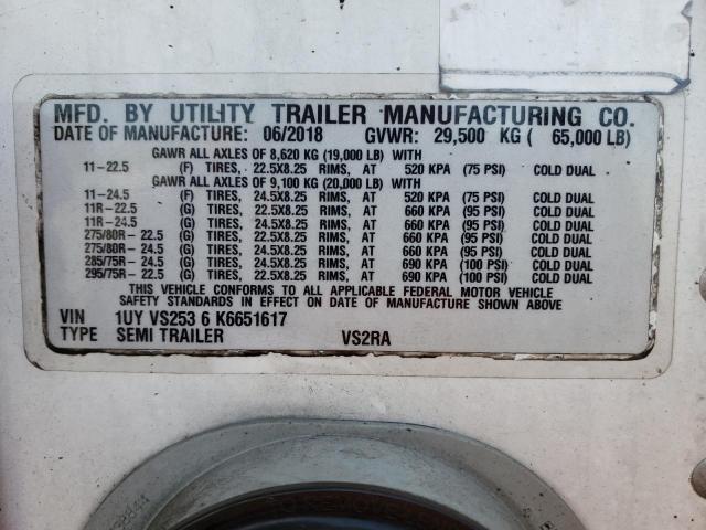 1UYVS2536K6651617 - 2019 UTILITY 28' REEFER WHITE photo 10