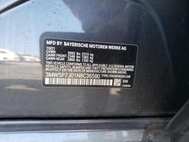 3MW5P7J01N8C36580 - 2022 BMW 330E Մոխրագույն լուսանկար 10