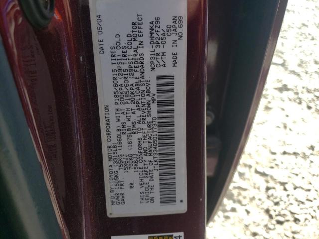 JTLKT334050177370 - 2005 TOYOTA SCION XB MAROON photo 10