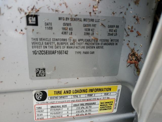 1G1ZC5E00AF166742 - 2010 CHEVROLET MALIBU 1LT 银色 照片 10