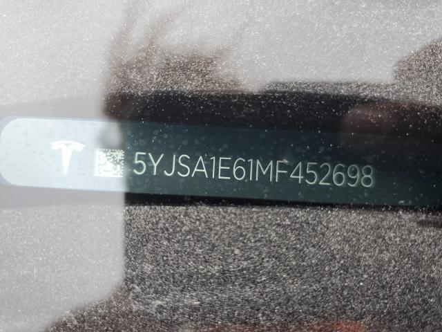 5YJSA1E61MF452698 - 2021 TESLA MODEL S Կարմիր լուսանկար 10