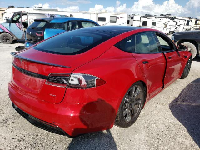 5YJSA1E61MF452698 - 2021 TESLA MODEL S RED photo 4