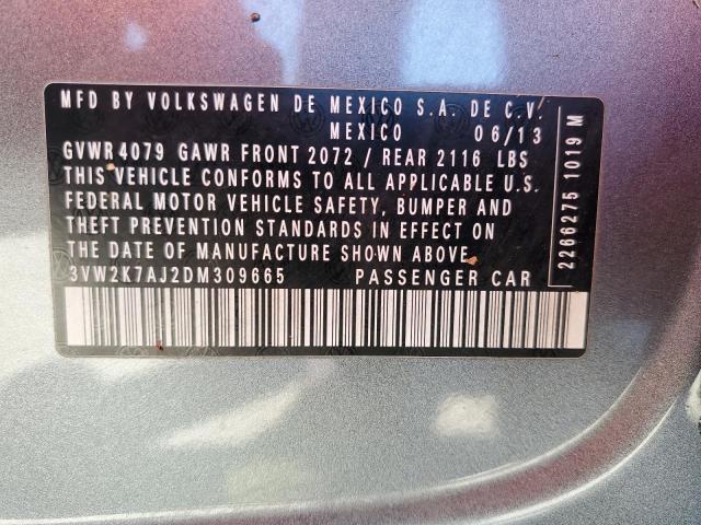 3VW2K7AJ2DM309665 - 2013 VOLKSWAGEN JETTA BASE 灰色 照片 10