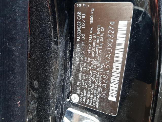 SCA681L5XAUX23274 - 2010 ROLLS-ROYCE PHANTOM أسود صورة 10