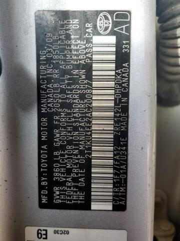 2T1KU4EE2AC200877 - 2010 TOYOTA MATRIX SILVER photo 10