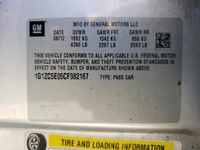 1G1ZC5E05CF382167 - 2012 CHEVROLET MALIBU 1LT 灰色 照片 10