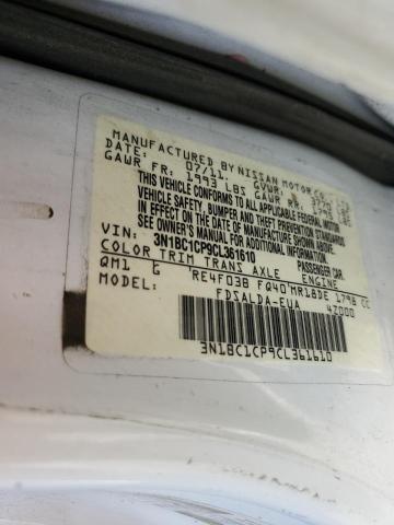 3N1BC1CP9CL361610 - 2012 NISSAN VERSA S WHITE photo 10