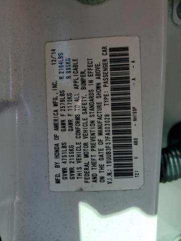 19UUB3F57FA003028 - 2015 ACURA TLX TECH WHITE photo 10