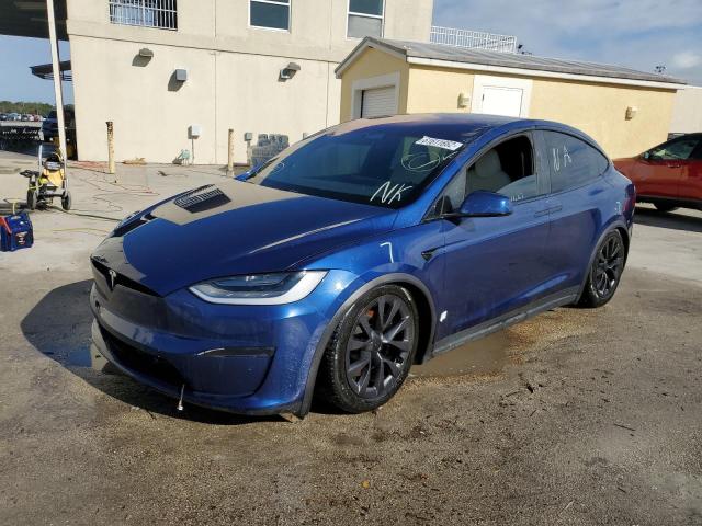 7SAXCBE60NF****** - 2022 TESLA MODEL X BLUE photo 2