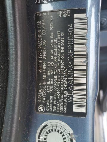 WBAAM5331XFR00504 - 1999 BMW 328 I AUTO BLUE photo 10