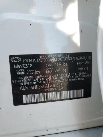 5NPE34AF6JH696083 - 2018 HYUNDAI SONATA SPO WHITE photo 10