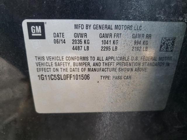 1G11C5SL0FF101506 - 2015 CHEVROLET MALIBU 1LT შავი ფოტო 10