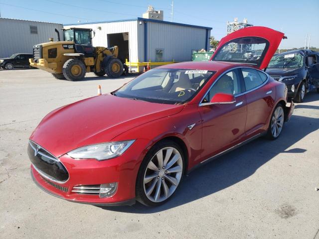 5YJSA1H12EFP42515 - 2014 TESLA MODEL S RED photo 2