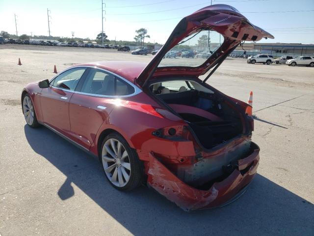 5YJSA1H12EFP42515 - 2014 TESLA MODEL S RED photo 3
