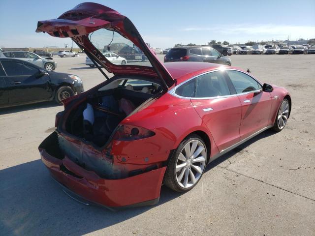 5YJSA1H12EFP42515 - 2014 TESLA MODEL S RED photo 4