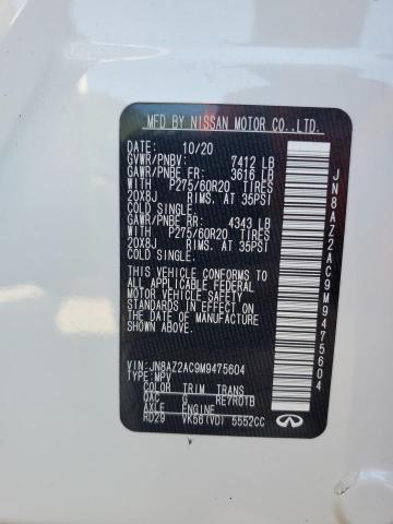 JN8AZ2AC9M9475604 - 2021 INFINITI QX80 LUXE WHITE photo 10