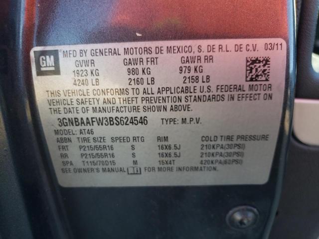 3GNBAAFW3BS624546 - 2011 CHEVROLET HHR LS GRAY photo 10