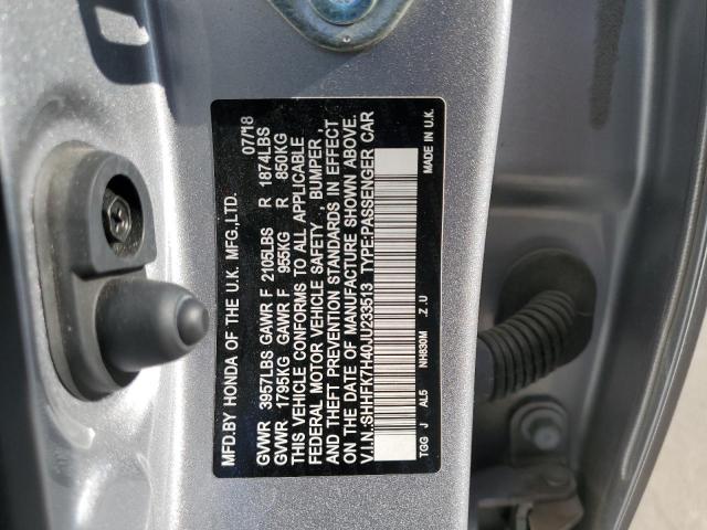 SHHFK7H40JU233513 - 2018 HONDA CIVIC SPOR SILVER photo 10