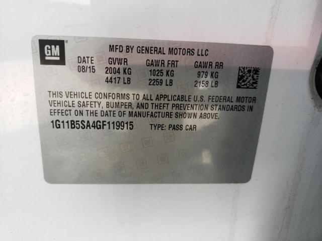 1G11B5SA4GF119915 - 2016 CHEVROLET MALIBU LIM 白色 照片 10