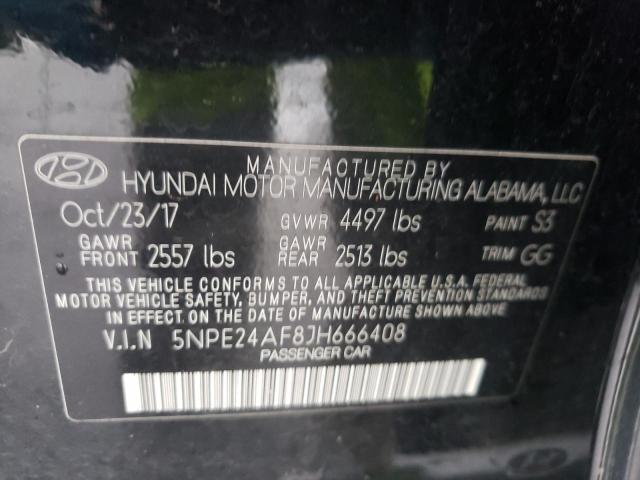 5NPE24AF8JH666408 - 2018 HYUNDAI SONATA SE BLACK photo 10