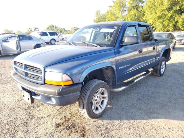 1B7HG38N82S702512 - 2002 DODGE DAKOTA QUA BLUE photo 2