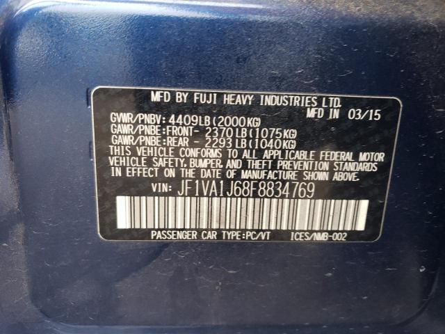 JF1VA1J68F8834769 - 2015 SUBARU WRX LIMITE BLUE photo 10