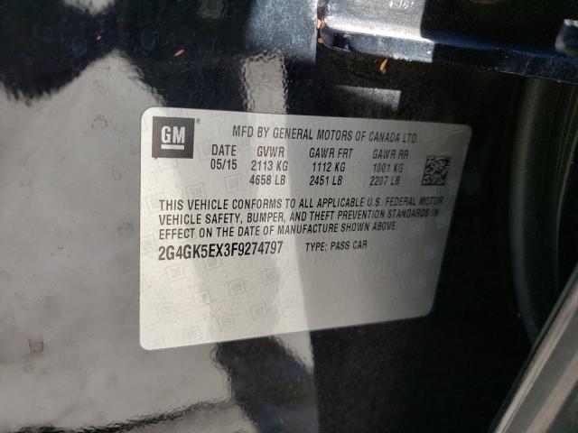 2G4GK5EX3F9274797 - 2015 BUICK REGAL BLACK photo 10