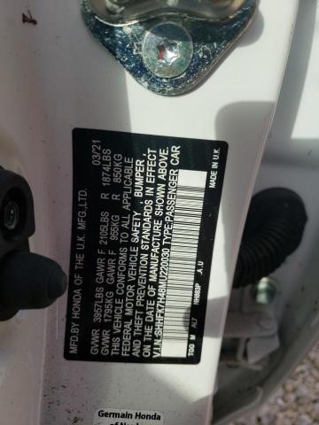 SHHFK7H48MU220030 - 2021 HONDA CIVIC SPOR WHITE photo 10