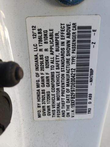 19XFB2F97DE004212 - 2013 HONDA CIVIC EXL Blanc photo 10