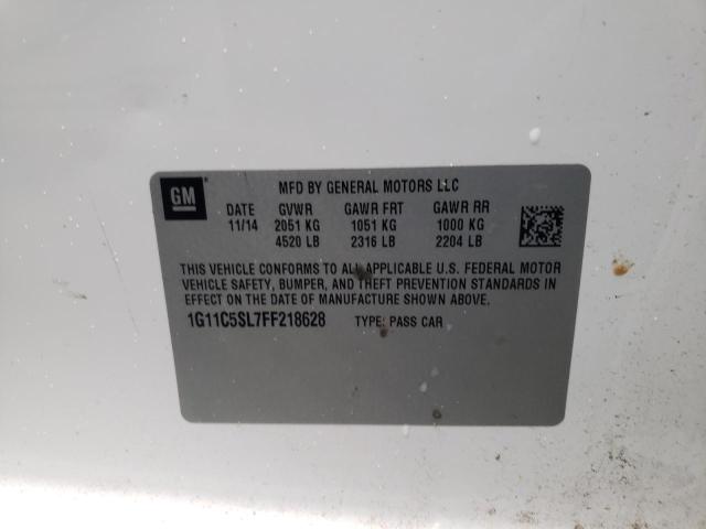 1G11C5SL7FF218628 - 2015 CHEVROLET MALIBU 1LT 白色 照片 10