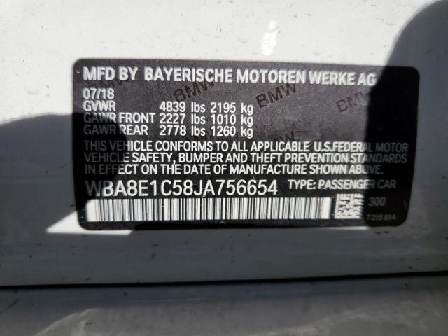 WBA8E1C58JA756654 - 2018 BMW 330E 白色 照片 10