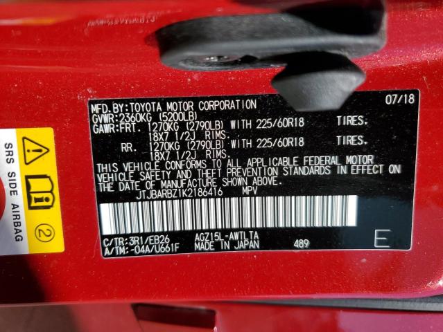 JTJBARBZ1K2186416 - 2019 LEXUS NX 300 BAS 红色 照片 10