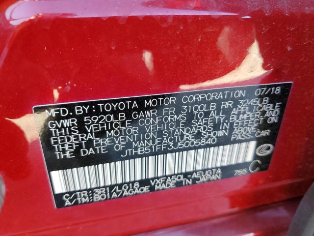 JTHB51FF3J5005840 - 2018 LEXUS LS 500 BAS RED photo 10